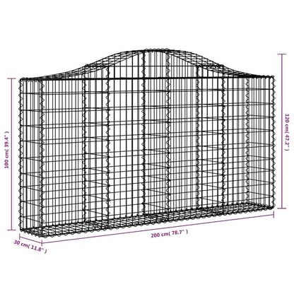 Arched Gabion Baskets 18 pcs 200x30x100/120 cm Galvanised Iron
