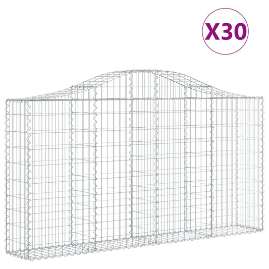 Arched Gabion Baskets 30 pcs 200x30x100/120 cm Galvanised Iron