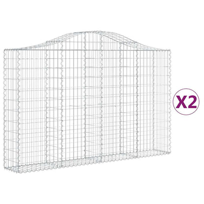 Arched Gabion Baskets 2 pcs 200x30x120/140 cm Galvanised Iron