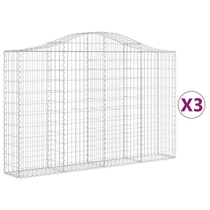 Arched Gabion Baskets 3 pcs 200x30x120/140 cm Galvanised Iron