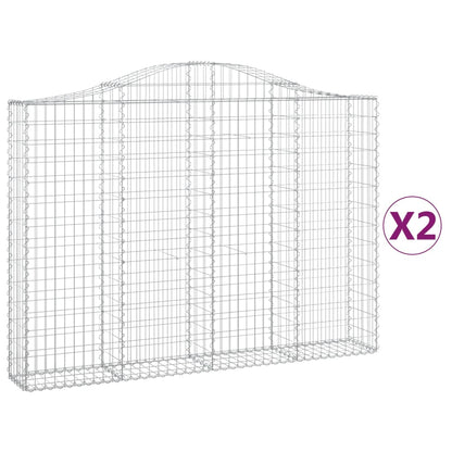 Arched Gabion Baskets 2 pcs 200x30x140/160 cm Galvanised Iron