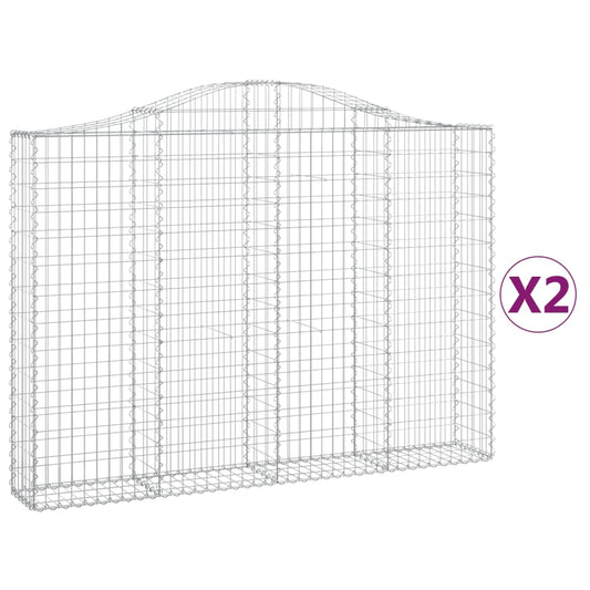 Arched Gabion Baskets 2 pcs 200x30x140/160 cm Galvanised Iron