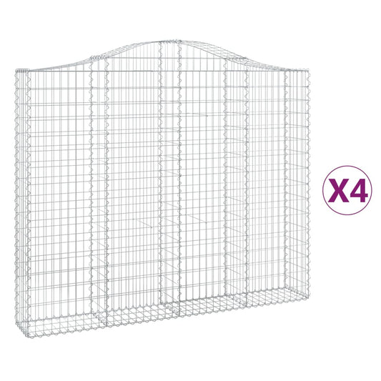 Arched Gabion Baskets 4 pcs 200x30x160/180 cm Galvanised Iron