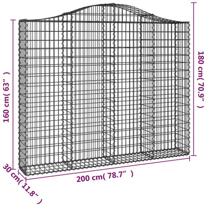 Arched Gabion Baskets 4 pcs 200x30x160/180 cm Galvanised Iron