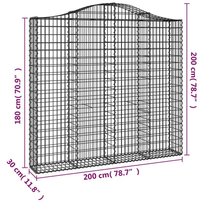 Arched Gabion Baskets 4 pcs 200x30x180/200 cm Galvanised Iron