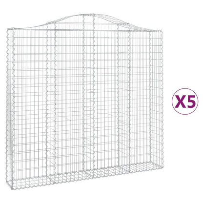 Arched Gabion Baskets 5 pcs 200x30x180/200 cm Galvanised Iron
