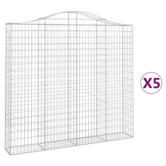 Arched Gabion Baskets 5 pcs 200x30x180/200 cm Galvanised Iron