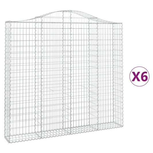 Arched Gabion Baskets 6 pcs 200x30x180/200 cm Galvanised Iron