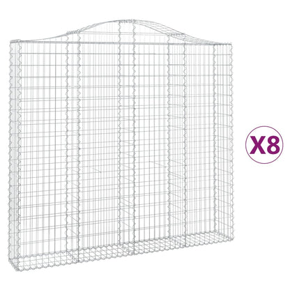 Arched Gabion Baskets 8 pcs 200x30x180/200 cm Galvanised Iron