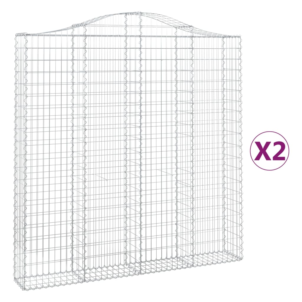 Arched Gabion Baskets 2 pcs 200x30x200/220 cm Galvanised Iron