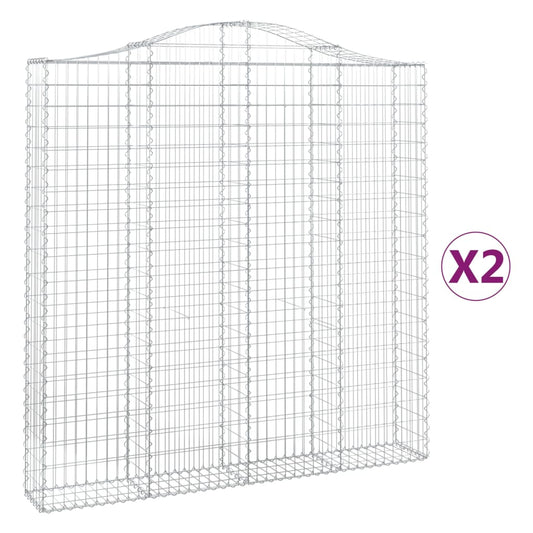 Arched Gabion Baskets 2 pcs 200x30x200/220 cm Galvanised Iron