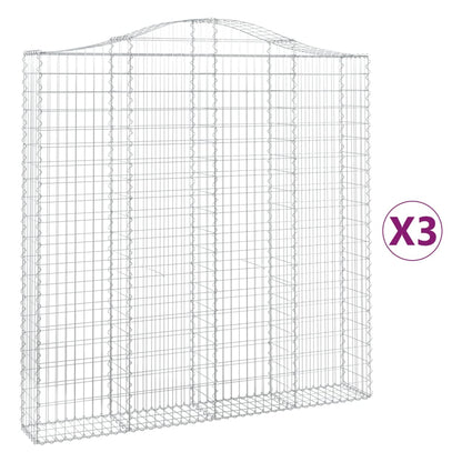 Arched Gabion Baskets 3 pcs 200x30x200/220 cm Galvanised Iron