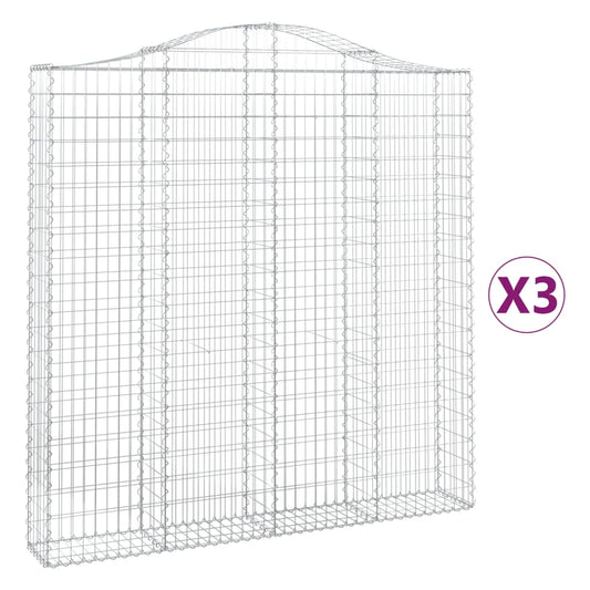 Arched Gabion Baskets 3 pcs 200x30x200/220 cm Galvanised Iron
