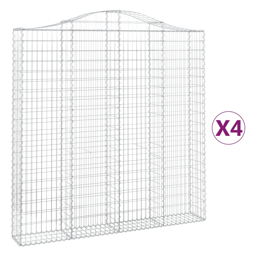 Arched Gabion Baskets 4 pcs 200x30x200/220 cm Galvanised Iron