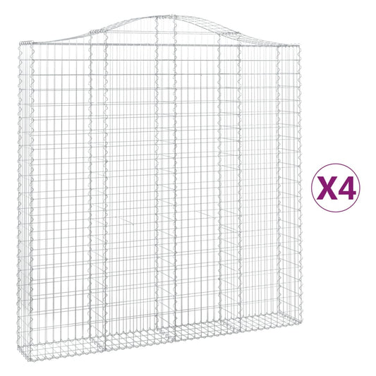Arched Gabion Baskets 4 pcs 200x30x200/220 cm Galvanised Iron