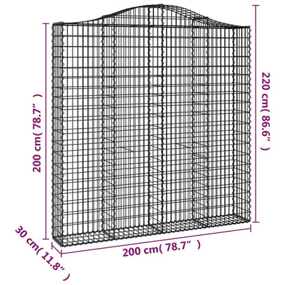 Arched Gabion Baskets 4 pcs 200x30x200/220 cm Galvanised Iron