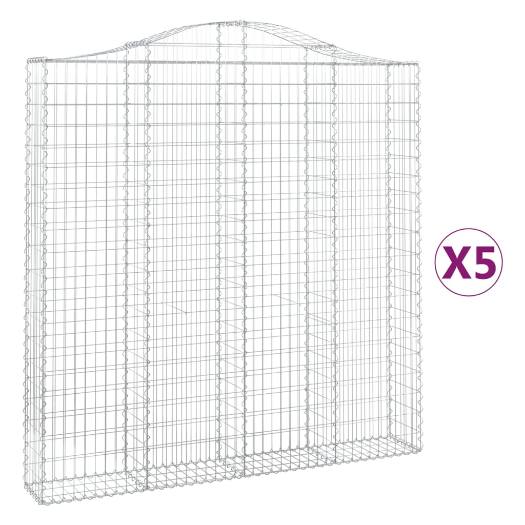 Arched Gabion Baskets 5 pcs 200x30x200/220 cm Galvanised Iron