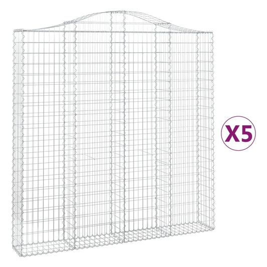 Arched Gabion Baskets 5 pcs 200x30x200/220 cm Galvanised Iron