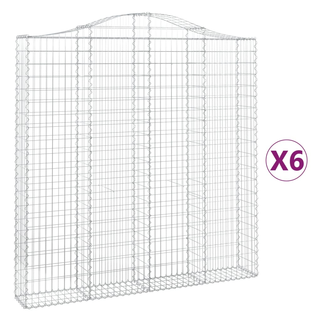 Arched Gabion Baskets 6 pcs 200x30x200/220 cm Galvanised Iron