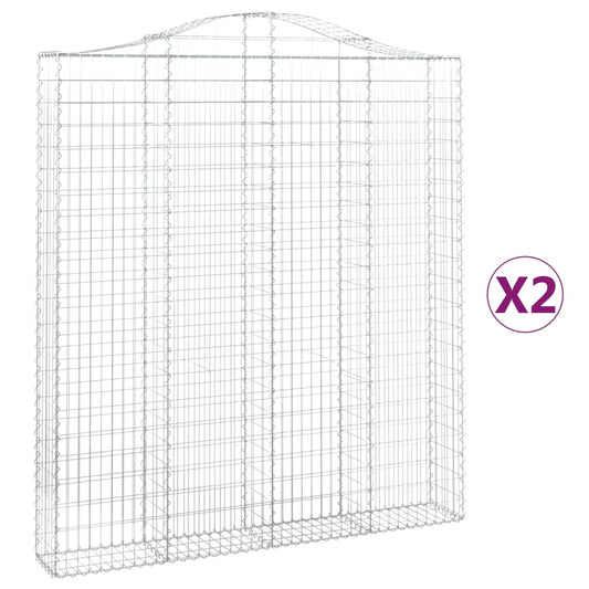 Arched Gabion Baskets 2 pcs 200x30x220/240 cm Galvanised Iron