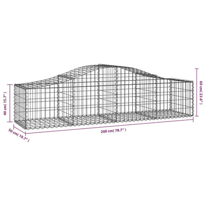 Arched Gabion Baskets 4 pcs 200x50x40/60 cm Galvanised Iron
