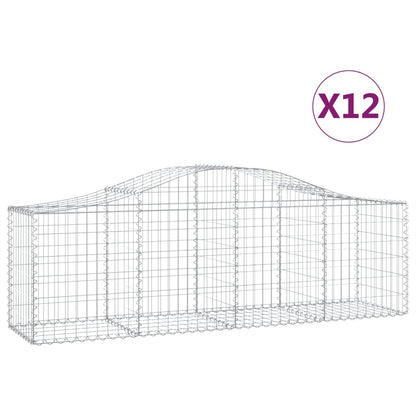 Arched Gabion Baskets 12 pcs 200x50x60/80 cm Galvanised Iron