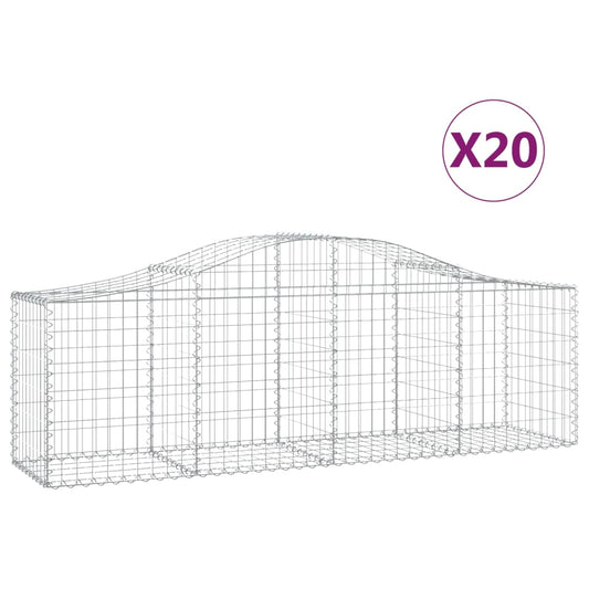 Arched Gabion Baskets 20 pcs 200x50x60/80 cm Galvanised Iron
