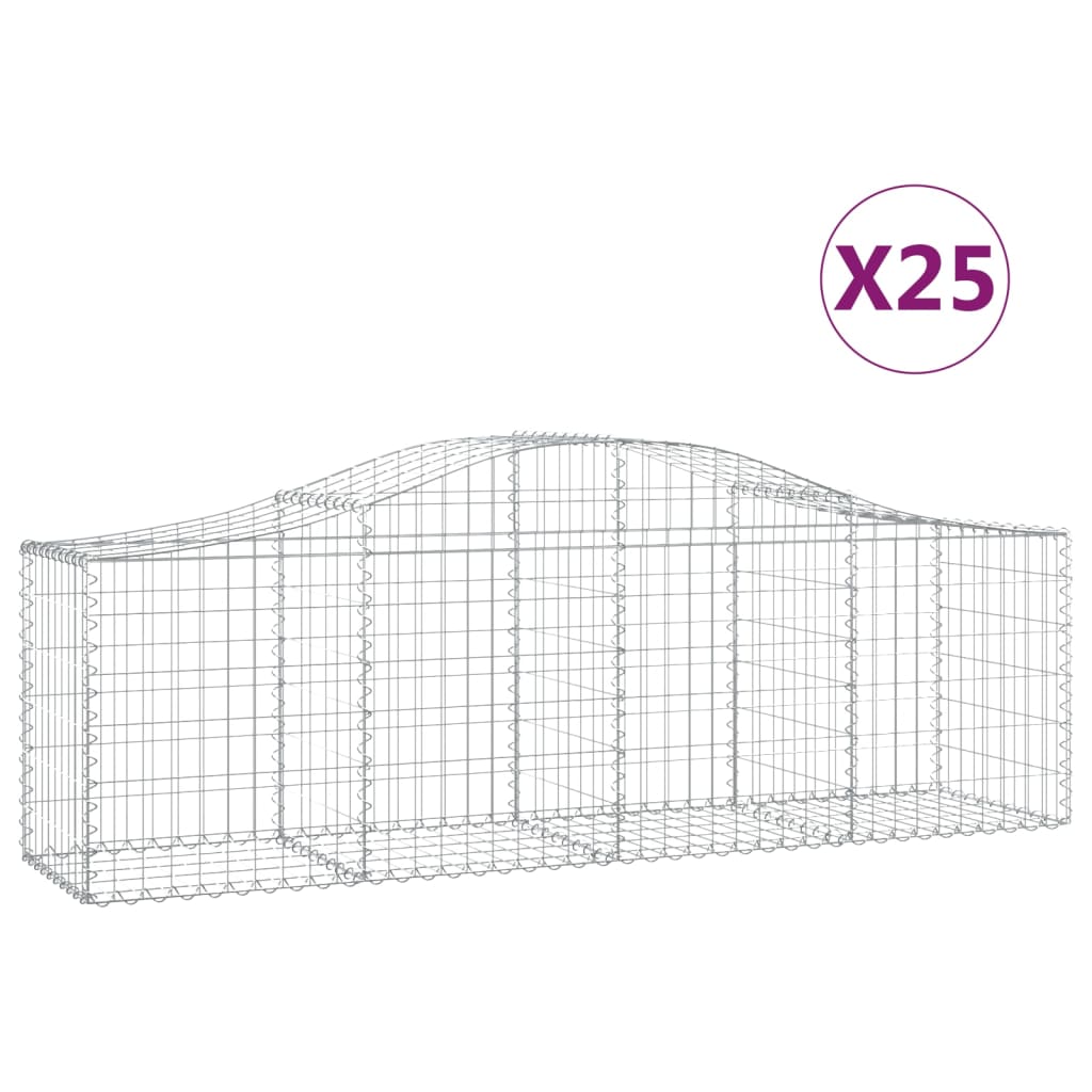 Arched Gabion Baskets 25 pcs 200x50x60/80 cm Galvanised Iron