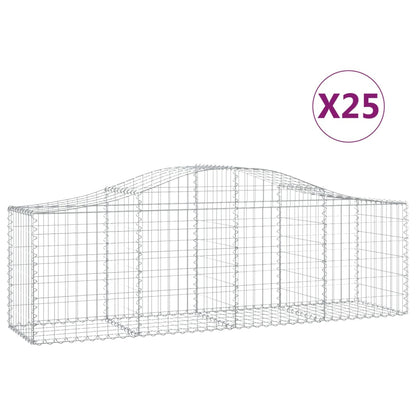 Arched Gabion Baskets 25 pcs 200x50x60/80 cm Galvanised Iron
