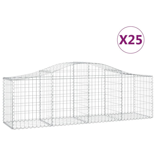 Arched Gabion Baskets 25 pcs 200x50x60/80 cm Galvanised Iron