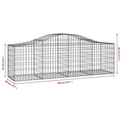 Arched Gabion Baskets 25 pcs 200x50x60/80 cm Galvanised Iron