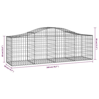 Arched Gabion Baskets 30 pcs 200x50x60/80 cm Galvanised Iron