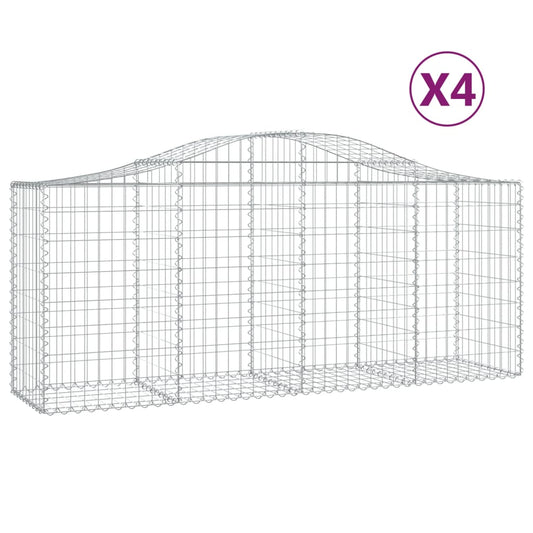 Arched Gabion Baskets 4 pcs 200x50x80/100 cm Galvanised Iron