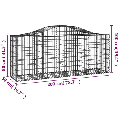 Arched Gabion Baskets 11 pcs 200x50x80/100 cm Galvanised Iron