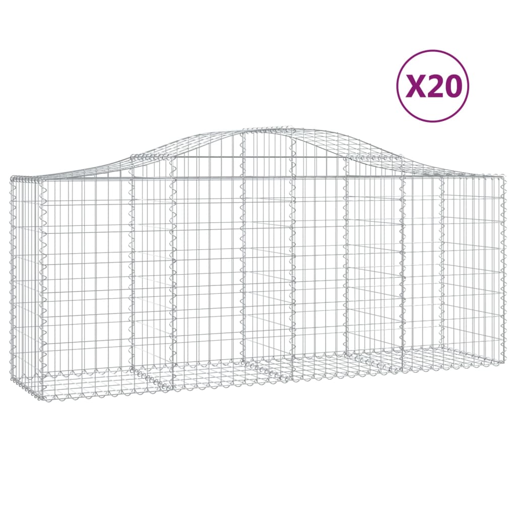 Arched Gabion Baskets 20 pcs 200x50x80/100 cm Galvanised Iron