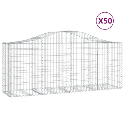 Arched Gabion Baskets 50 pcs 200x50x80/100 cm Galvanised Iron