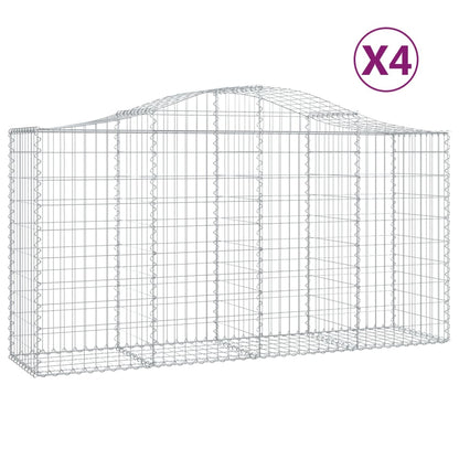 Arched Gabion Baskets 4 pcs 200x50x100/120 cm Galvanised Iron