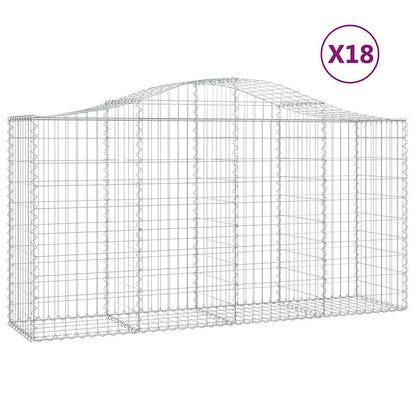 Arched Gabion Baskets 18 pcs 200x50x100/120 cm Galvanised Iron