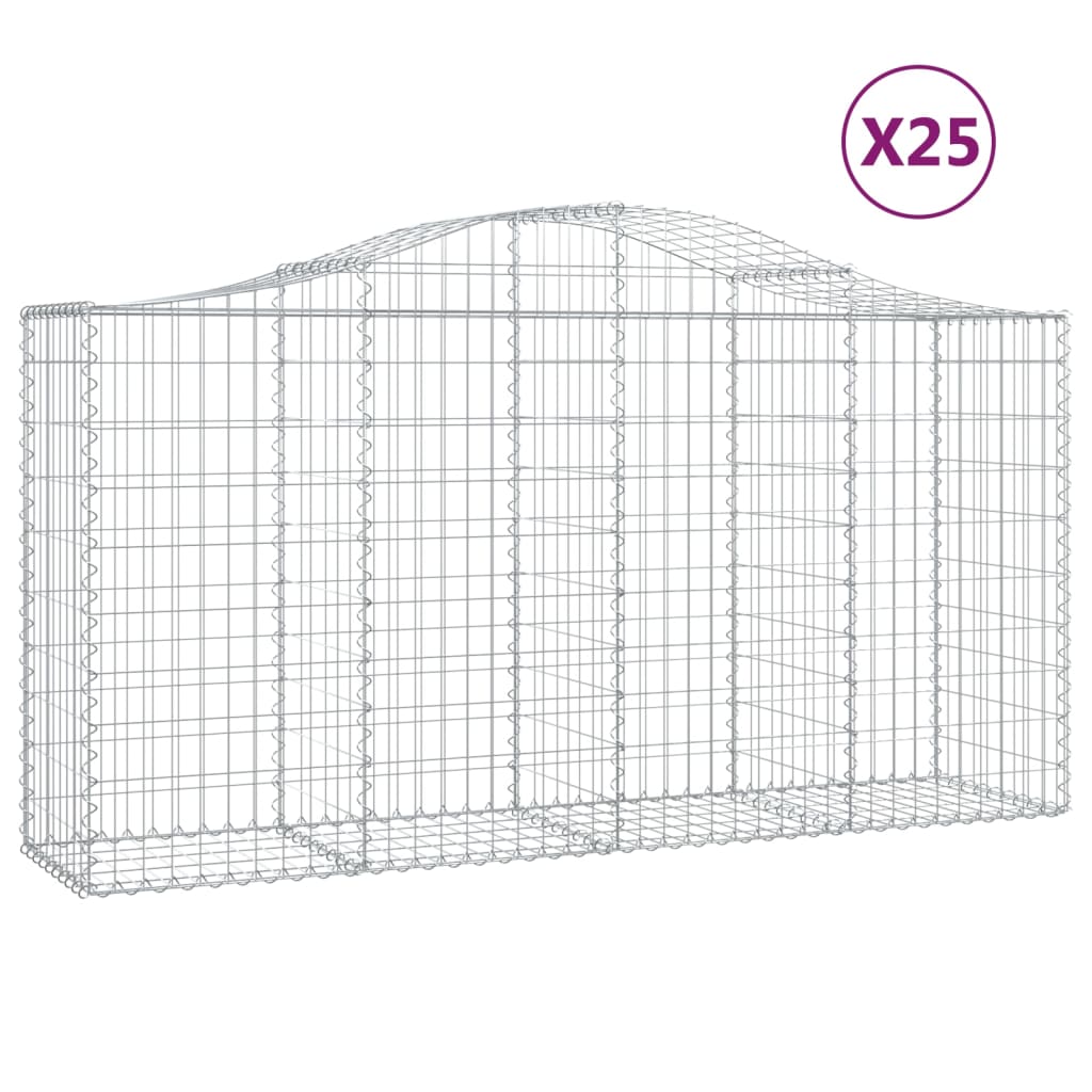Arched Gabion Baskets 25 pcs 200x50x100/120 cm Galvanised Iron