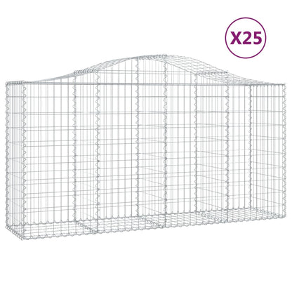 Arched Gabion Baskets 25 pcs 200x50x100/120 cm Galvanised Iron