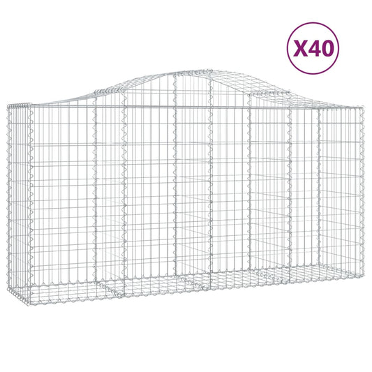 Arched Gabion Baskets 40 pcs 200x50x100/120 cm Galvanised Iron