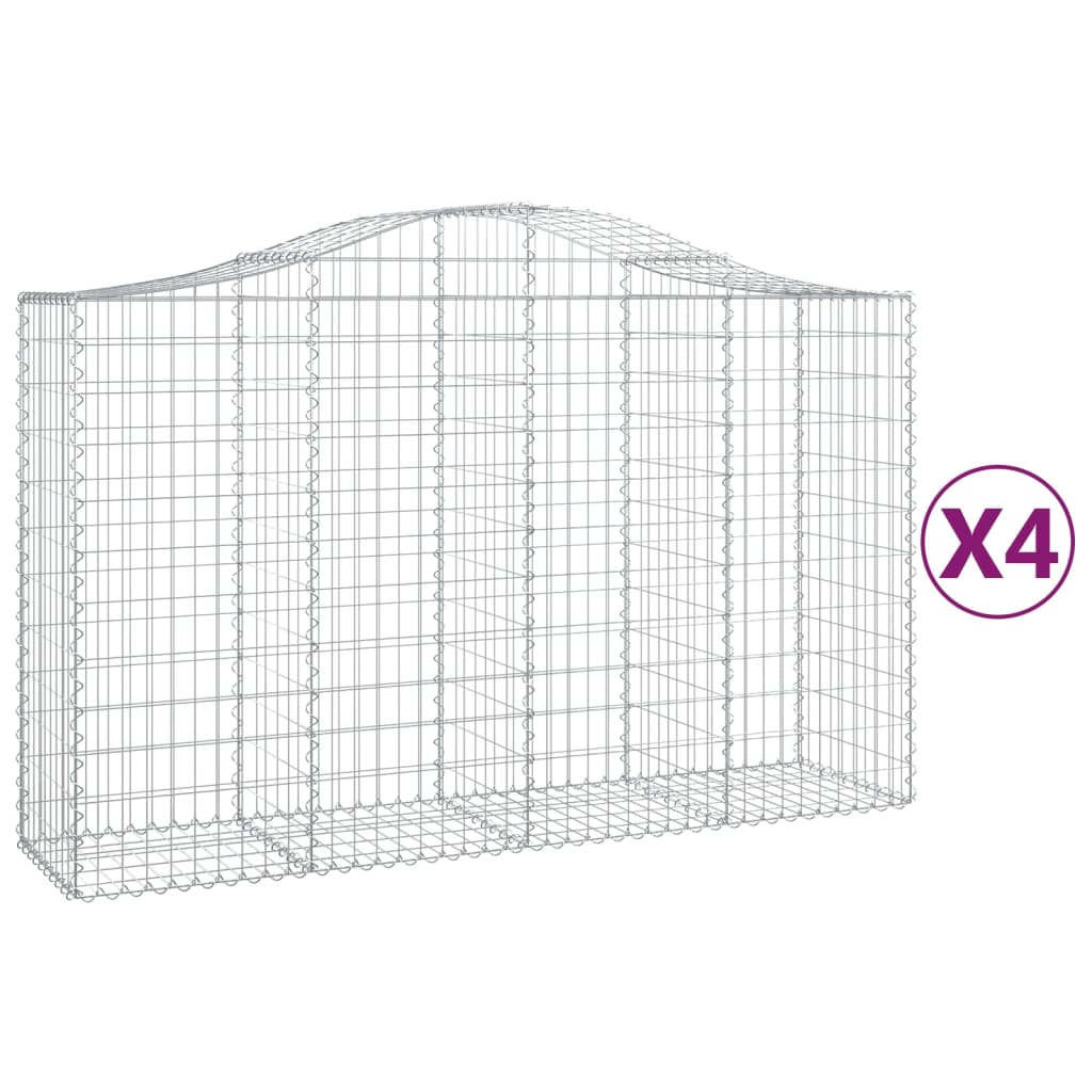 Arched Gabion Baskets 4 pcs 200x50x120/140 cm Galvanised Iron