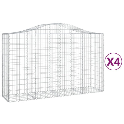 Arched Gabion Baskets 4 pcs 200x50x120/140 cm Galvanised Iron