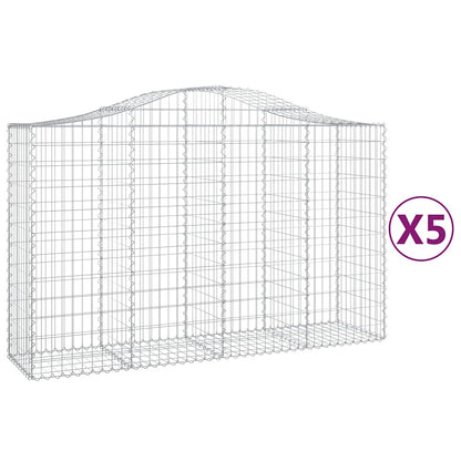 Arched Gabion Baskets 5 pcs 200x50x120/140 cm Galvanised Iron