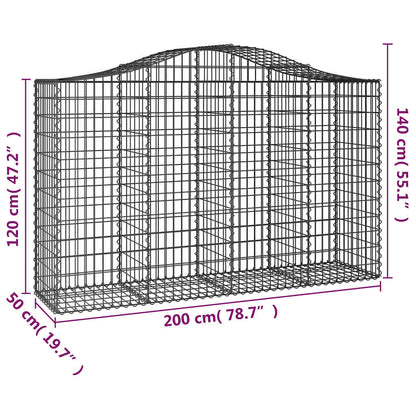 Arched Gabion Baskets 5 pcs 200x50x120/140 cm Galvanised Iron