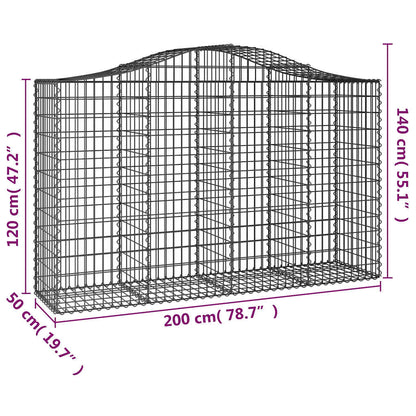 Arched Gabion Baskets 8 pcs 200x50x120/140 cm Galvanised Iron