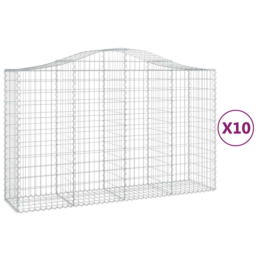 Arched Gabion Baskets 10 pcs 200x50x120/140 cm Galvanised Iron
