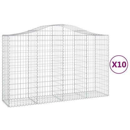 Arched Gabion Baskets 10 pcs 200x50x120/140 cm Galvanised Iron