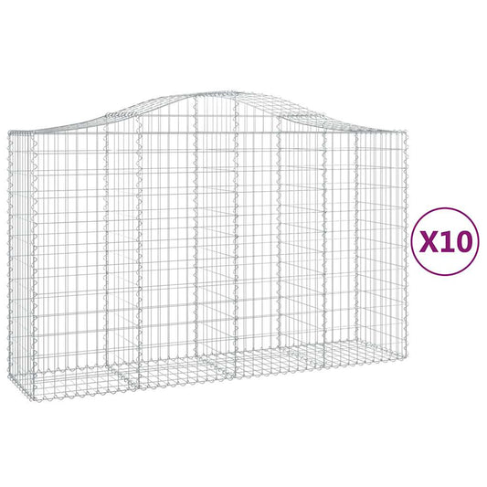 Arched Gabion Baskets 10 pcs 200x50x120/140 cm Galvanised Iron