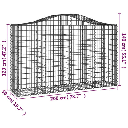 Arched Gabion Baskets 12 pcs 200x50x120/140 cm Galvanised Iron